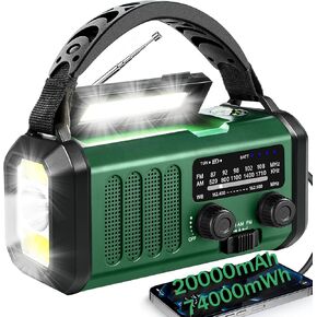 راديو الطقس في حالات الطوارئ، راديو كرنك 10000 مللي أمبير في الساعة، راديو الطقس NOAA/AM/FM المحمول، ضوء القراءة، راديو الطاقة الشمسية، مصباح الطوارئ SOS، مصادر طاقة متعددة، للأعاصير وحالات الطوارئ in Kuwait