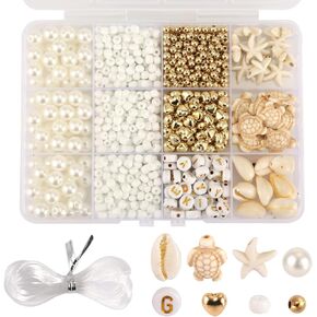 PEUTIER Beach Bracelet Making Kit, Beach Themed Bracelet Making Kit Conch Turtle Letter Heart Shape Beads Jewelry Bracelet Making Kit Art Craft Supplies for Women Girls