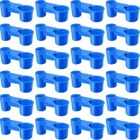 24 Pcs Bird Drinker Feeder Cups Plastic Water Bottle Cup for Cage Ideal for Pigeon Bottle Chicken Quail Poultry Waterer Accessories(Blue)