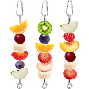 3 PCS Bird Food Holder for Cage ، Parrot Food Treat Skewer Hanging Fruit Vegetable ، Tost Stains Steel Bird Toy for Cockatiel Puregie Macaw Small Animals Feeder -silvery ، 3 pcs