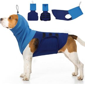 SAWMONG Dog Anxiety Vest, Breathable Calming Shirt Adjustable Chest & Hood for Dogs, Soft Pet Stress Relief Calming Coat Wraps Ears for Noise, Thunderstorms, Fireworks and Separation(Purple, Medium)