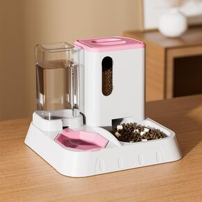 Automatic Pet Feeder & Water Dispenser – 2-in-1 Large Gravity Dog & Cat Food Feeder Water Bowl – Easy to Clean, No Power Needed – Durable, Non-Slip, Indoor/Outdoor Pet Station (Pink)