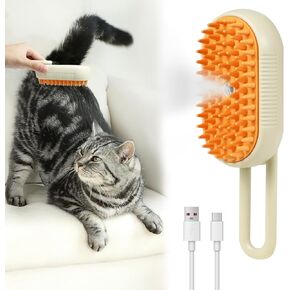 Nepfaivy Cat Steam Brush for Shedding - Steam Cat Brush for Indoor Cats, Rechargeable Steaming Pet Mist Water Steamer for Indoor Kitten, Pet Spray Hair Removal Comb for Massage, Spritz Defur Comb
