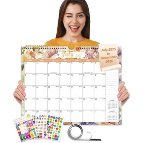 Gannyfer Calendar 2025-2026, 18 Month Wall Calendar 2025 from July 2025 to December 2026, Hanging Spiral Bound Magnetic Fridge Desk Calendars 14" x 11", Perfect for Home School Office (3 Stickers Included)