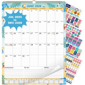 Wall Calendar 2025-2026 Large with Spiral Bound, 18 Month Big Calendar from Jul 2025 to Dec 2026, Vertical Large Monthly Desk Calendar 2025-2026 for Wall, Calendario 2026 (17"x22")