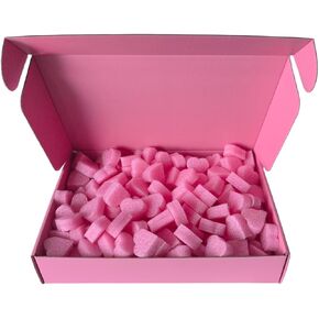 200Pcs Pink Heart Shaped Filler Peanuts With Pink Gift Box Packaging Shreds Memory Epe Foam For Filling Beanbag Beads Basket Diy Crafts Birthday Gift Wrapping Party Wedding Decoration Supplies