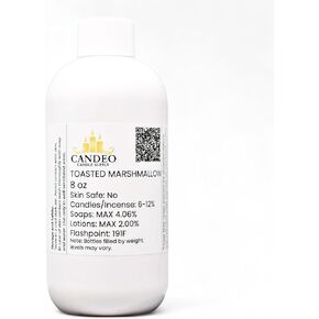 Toasted Marshmallow Fragrance Oil (8oz Bottle) | Candle Making, Soap Making, Room Sprays, Bath Bombs, Lotion, Car Fresheners, Wax Melts | Candeo Candle Supply | Prop 65 Compliant