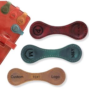 Custom Leather Magnetic Bookmarks Personalized Vintage Engraved Name Initials Text Book Marker Clips Customized Gifts for Readers Kids Book Lovers Classmate (Customizable)
