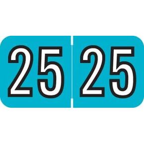 2025 Year Labels, Doctor Stuff 2025 Chart Stickers, Teal/Black Color Coded, Barkley FYCPM Style, USA Made Year Stickers for End Tab File Folders, 500/Roll, 1 Roll, 3/4" x 1-1/2"
