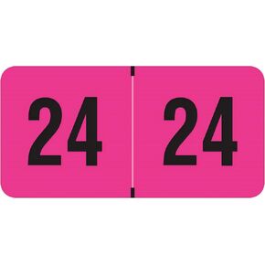 2025 Year Labels, Doctor Stuff 2025 Chart Stickers, Fluorescent Pink Color Coded, USA Made Year Stickers for End Tab File Folders, 500 Labels/Roll in a Dispenser Box, 3/4" x 1-1/2"