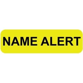 "Name Alert" Medical Labels, 5/16"H x 1-1/4"W, Roll of 500, Yellow.