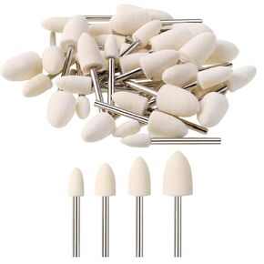 40pcs بتات التلميع 1/8 بوصة نقاط تلميع الصوف ساق الصوف مخروطي الشكل الصوف لأداة Dremel Rotary (6 مم/8 مم/10 مم/12 مم)