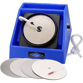 Hi-Tech Diamond 8" Slant Cabber - Lapidary Equipment Glass Crystal Grinding Flat Lap Machine Glass Polisher w/ Variable Speed Motor, Includes Glass Crystal Polishing Accessory Kit