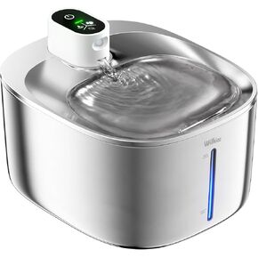Stainless Steel Cat Water Fountain, 138oz/4.1L Wireless Cat Fountain, Battery Operated Pet Fountain for Cats & Dogs Indoor
