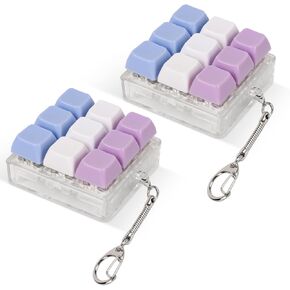 2 Pcs Keyboard Fidget Toy, Keyboard Fidget Clicker for Adults Relieve Stress and Anxiety Decompression Keyboard Fidget Keychain (Pink)