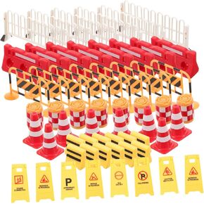 VANZACK 62pcs Miniature Traffic Sign Set Road Signs for Playtime and Educational Learning Lightweight Durable Construction Theme Party Favor for Traffic Knowledge Development