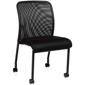 Atwater Mesh Back Armless Guest Chair with Casters Black Mesh/Black Frame