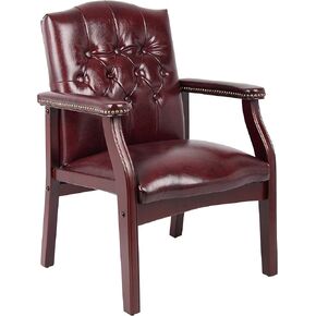 Boss Office Products Ivy League Executive Guest Chair, Vinyl in Burgundy