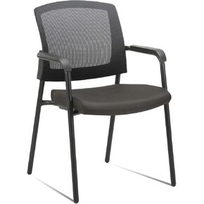 CLATINA Office Reception Guest Chair Mesh Back Stacking with Ergonomic Lumbar Support and Thickened Seat Cushion for Waiting Conference Room (Black, 1 Pack)