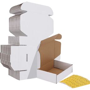 HORLIMER 40 Pack 7x5x2 Shipping Boxes, White Corrugated Cardboard Box for Mailing, Packaging, Small Business