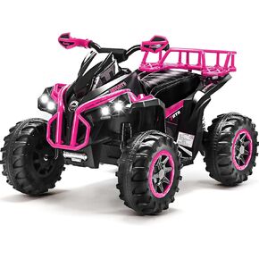 Soar Four Wheeler for - Electirc Toddler 4 Wheeler for 3-6, Ride on ATV 12v Battery Powered, Quad with LED Lights, Music, High Low Speed, USB/TF, Treaded Tires, Pink in Saudi Arabia
