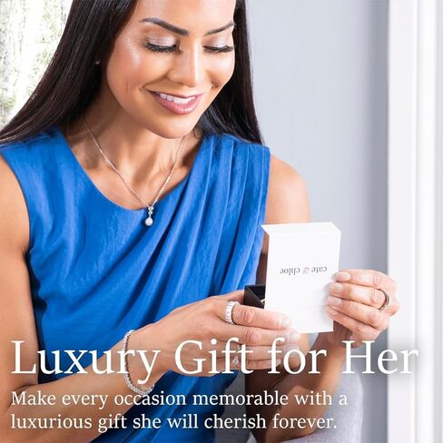 Cate & Chloe Betty 18K White Gold Plated Freshwater Pearl Earrings with Crystals, Beautiful Classic Pearl Drop Dangle Earrings, Women's Special Occasion Jewelry in Kuwait