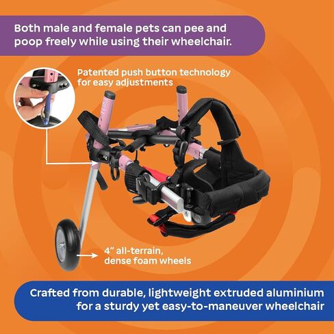 Walkin' Wheels Small Dog Wheelchair, Lightweight Dog Wheelchair for Back Legs, 15-25 lbs, for 6-8 inches Leg Height - Blue in Kuwait