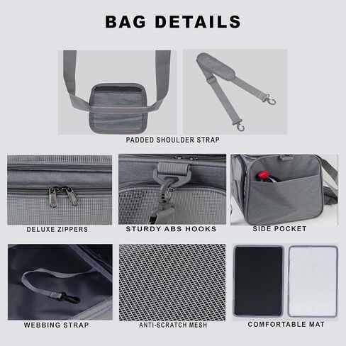 Airline Approved Soft Sided Pet Carrier for Small and Medium Dogs, Cats, and Puppies (Up to 15 lbs), Collapsible Portable Travel Bag for Dogs Cats (Grey) in Saudi Arabia