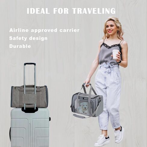 Airline Approved Soft Sided Pet Carrier for Small and Medium Dogs, Cats, and Puppies (Up to 15 lbs), Collapsible Portable Travel Bag for Dogs Cats (Grey) in Saudi Arabia