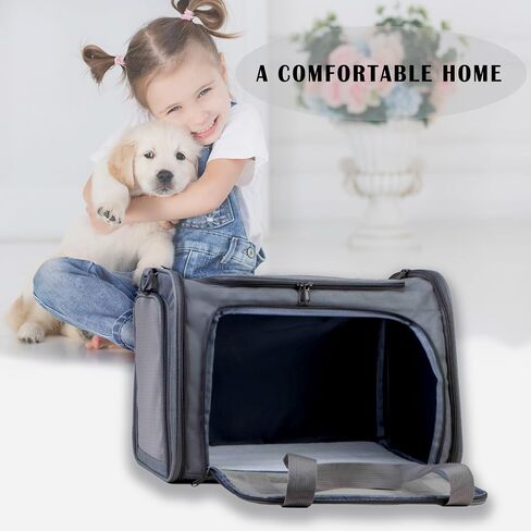 Airline Approved Soft Sided Pet Carrier for Small and Medium Dogs, Cats, and Puppies (Up to 15 lbs), Collapsible Portable Travel Bag for Dogs Cats (Grey) in Saudi Arabia
