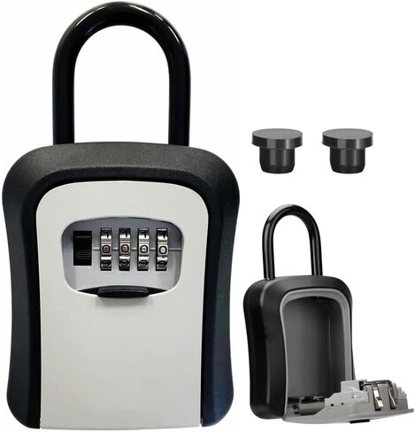 Lock Box Combination Code Lockbox, Portable Wall Mount Waterproof Security Safe Box for Outside Outdoor Home Office Door Handle, Gray (Gray, 1 Pcs) in Saudi Arabia