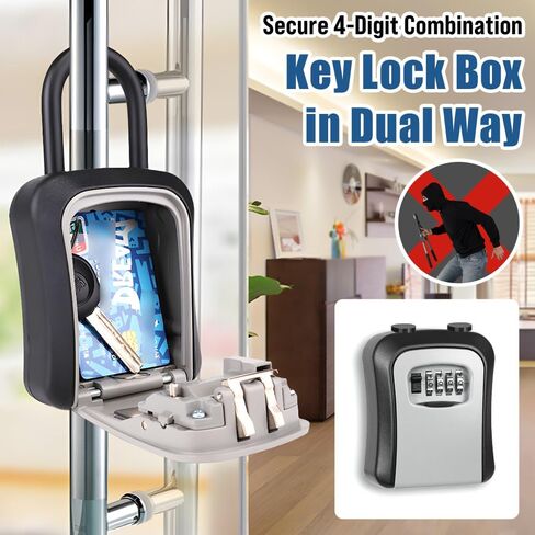 Lock Box Combination Code Lockbox, Portable Wall Mount Waterproof Security Safe Box for Outside Outdoor Home Office Door Handle, Gray (Gray, 1 Pcs) in Saudi Arabia