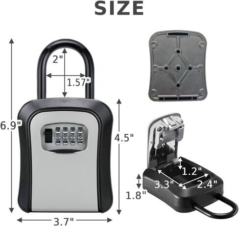 Lock Box Combination Code Lockbox, Portable Wall Mount Waterproof Security Safe Box for Outside Outdoor Home Office Door Handle, Gray (Gray, 1 Pcs) in Saudi Arabia