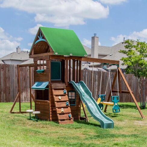 Playground Replacement Canopy, 52" x 90" Swing Set Replacement Tarp, Waterproof 210D Oxford Cloth Playset Replacement Tarp, Playground Accessories for Kids Outdoor, Backyard Playground (Dark Green) in Kuwait