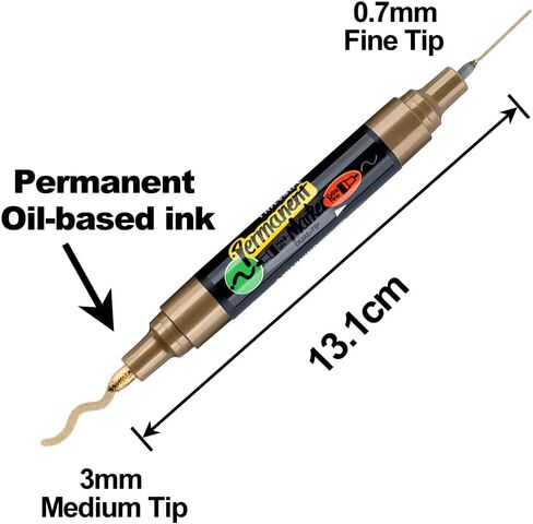 TRANSON 2 White Dual-tip Permanent Paint Markers Oil Based Waterproof in Kuwait