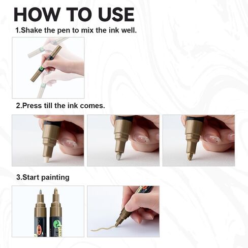 TRANSON 2 White Dual-tip Permanent Paint Markers Oil Based Waterproof in Kuwait