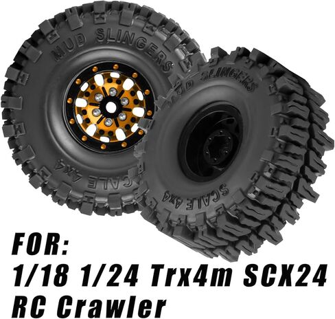 1.0 RC Wheels RC Truck Tires for 1/18 1/24 TRX4M,SCX24,FCX24 RC Crawler,Alloy 1.0‘’ Beadlock RC Truck Tires RC Wheels (4pcs Gold) in Saudi Arabia