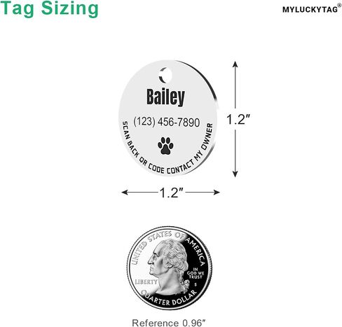 MYLUCKYTAG Personalized Pet ID Tags Dog Tags - Stainless Steel QR Code ID Tags - Pet Online Profile - Send Pet Location Alert Email When Scanning in Kuwait