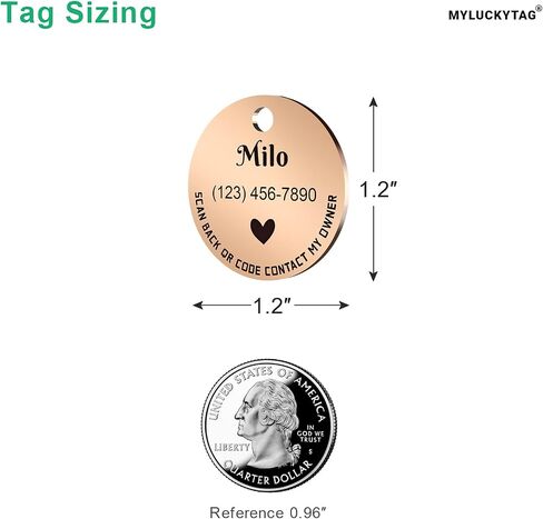 MYLUCKYTAG Personalized Pet ID Tags Dog Tags - Stainless Steel QR Code ID Tags - Pet Online Profile - Send Pet Location Alert Email When Scanning in Kuwait