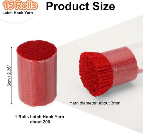 PATIKIL 15 Rolls Latch Hook Yarn, Latch Hook Kit Yarn Precut Hook Rugs Making Crochet Bundles for Latch Hook Rug Adults Beginners Tapestry DIY Craft, Red in Saudi Arabia