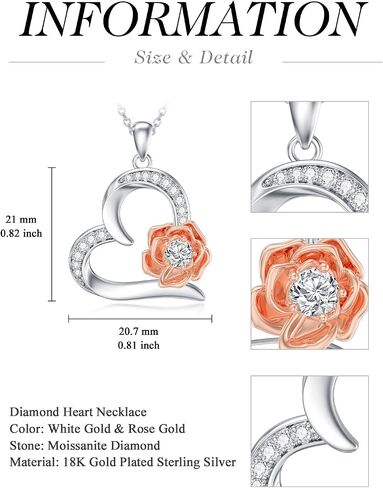 WTYIM Sunflower Heart Necklaces for Women, 18K Gold Plated Sterling Silver Moissanite Sunflower Pendant Necklace You are My Sunshine Sunflower Jewelry Birthday Christmas Gift for Her Mom Wife, 18+2 in Kuwait
