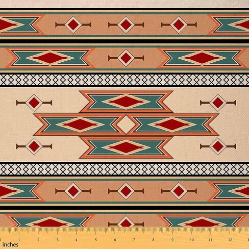 Boho Fabric by The Yard Bohemian Wavy Upholstery Fabric Rainbow Embroidered Waves Print Decorative Fabric Geometric Tribal Ethnic Colorful Abstract Polyester Indoor Outdoor Fabric, 1 Yard in Saudi Arabia