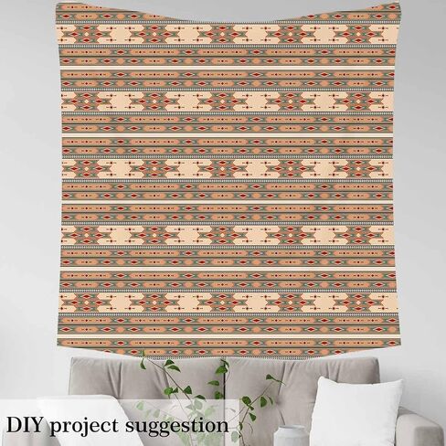 Boho Fabric by The Yard Bohemian Wavy Upholstery Fabric Rainbow Embroidered Waves Print Decorative Fabric Geometric Tribal Ethnic Colorful Abstract Polyester Indoor Outdoor Fabric, 1 Yard in Saudi Arabia