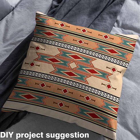 Boho Fabric by The Yard Bohemian Wavy Upholstery Fabric Rainbow Embroidered Waves Print Decorative Fabric Geometric Tribal Ethnic Colorful Abstract Polyester Indoor Outdoor Fabric, 1 Yard in Saudi Arabia