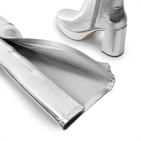 DREAM PAIRS المرأة منصة أحذية عالية في الركبة كعب كتلة مكتنزة الجانب سستة لطيف أحذية Gogo in Kuwait