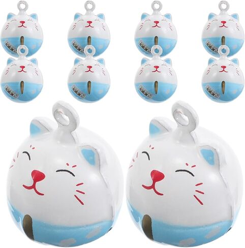 Luozzy 10pcs Iron Cat Bells Feng Shui Lucky Hanging Pendants for DIY Craft Vintage Decoration Histten Keychain زخرفة in Saudi Arabia
