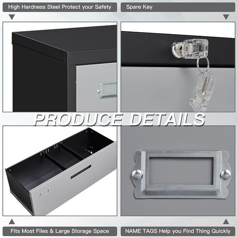 Yizosh 5 Drawer Black File Cabinet with Lock, Filing Cabinet for Home Office, Metal Locking Office File Storage Cabinet with Drawers, Lateral Filing Cabinet Organizer for Letter/Legal/F4/A4 in Saudi Arabia