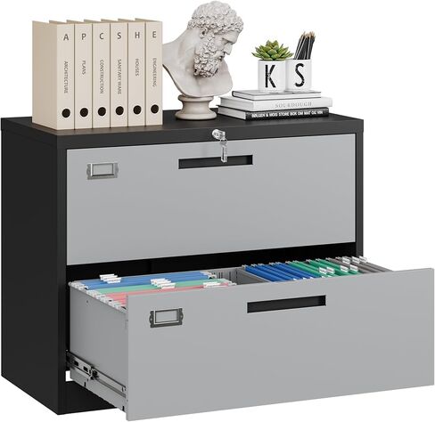Yizosh 5 Drawer Black File Cabinet with Lock, Filing Cabinet for Home Office, Metal Locking Office File Storage Cabinet with Drawers, Lateral Filing Cabinet Organizer for Letter/Legal/F4/A4 in Saudi Arabia