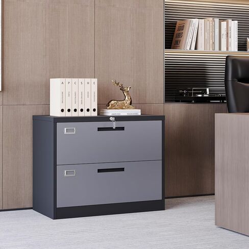 Yizosh 5 Drawer Black File Cabinet with Lock, Filing Cabinet for Home Office, Metal Locking Office File Storage Cabinet with Drawers, Lateral Filing Cabinet Organizer for Letter/Legal/F4/A4 in Saudi Arabia