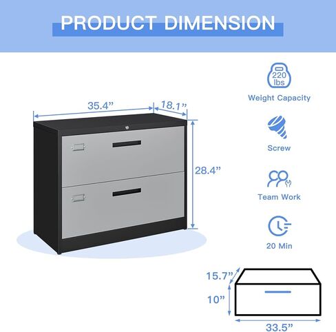 Yizosh 5 Drawer Black File Cabinet with Lock, Filing Cabinet for Home Office, Metal Locking Office File Storage Cabinet with Drawers, Lateral Filing Cabinet Organizer for Letter/Legal/F4/A4 in Saudi Arabia